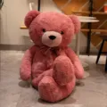 Grande orsacchiotto di peluche rosa, simpática bambola di animale imbottito per regali. - 90 cm / 1 kg / Rosso