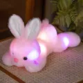 Cute glowing plush rabbit toy with colorful LED lights soft pillow gift for kids. - Lying Pink Rabbit