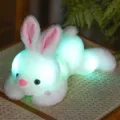 Glowing plush bunny toy with colorful lights, soft white stuffed rabbit doll for kids gift. - Lying White Rabbit