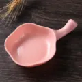 Pink wheat straw sauce dish with handle, small dipping bowl for kitchen soy sauce. - Nordic Pink