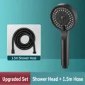 Doccetta Manuale Nera a 5 Getti con Tubo da 1,5M ad Alta Pressione per il Bagno - Nero + tubo flessibile da 1,5 m