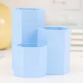 Mehrfächer hellblaue hexagonale Schreibtisch-Organizer für Kosmetik und Büromaterial. - Blau