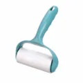 Blue lint roller for pet hair removal with tearable sticky paper, ergonomic handle and size info. - Blue with Roll Paper