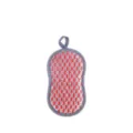 Double-sided silver silk dishwashing sponge kitchen cleaning scrubber with convenient loop - Red
