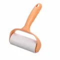 Orange sticky lint roller for clothes, hair remover brush with 18cm handle and 12cm width. - Orange with Roll Paper
