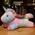 Laying glowing unicorn plush toy, soft stuffed animal doll pillow for kids and Valentine gift. - Lying Down / 37 cm / Colorful