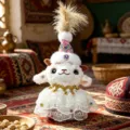 Xinjiang ethnic style plush sheep doll toy with feather hat and lace dress for gift - Xinjiang Little Lamb in White Dress / 15cm (With Hat 35cm)