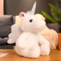 Cute white glowing unicorn plush toy with sparkly horn and wings, sitting stuffed doll. - Sitting Posture / Sitting Height 25cm / White