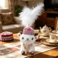 Ethnic style cute plush lamb toy with pink jeweled hat and feather variant for unique gifts. - Xinjiang Little Lamb with Pink Hat / 15cm (With Hat 35cm)