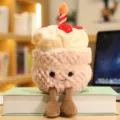 Cute birthday cake plush toy with candle and strawberry, soft stuffed doll decoration for room. - Music Cake Style (28cm) / Purple