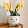 Cute yellow flower potted plush toy, soft stuffed plant doll for home decor and kids gift. - Orchid Ornament (35cm) / Yellow