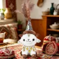 Ethnic plush sheep doll with sequin feather hat and rhinestone collar, cute cultural gift. - Fortune Hat Xinjiang Lamb - Single-Layer Brown / 15cm (With Hat 35cm)