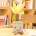 Cute potted flower plush toy, soft stuffed tulip plant doll with cute smile face and feet. - Dracaena Ornament (40cm) / Yellow