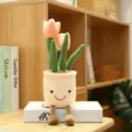 Cute tulip potted plush toy soft plant doll with dangling legs for home living room decor. - Tulip Ornament (35cm) / Pink