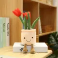 Plush tulip potted toy cute smiling plant doll home decor living room desktop ornament - Tulip Ornament (35cm) / Red