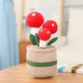 Cute plush mushroom potted plant toy soft stuffed toadstool home room decor ornament gift - Mushroom Ornament (25cm) / Bright Red