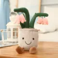 Cute potted plant plush toy, smiling flower pot stuffed doll, soft home decor gift room display - Lanling Flower Ornament (35cm) / Pink