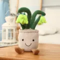 Cute plush potted plant toy with smiling face and dangling feet, cozy home decor soft doll. - Lanling Flower Ornament (35cm) / Green
