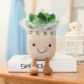 Cute plush succulent plant pot toy with dangling legs, soft home living room decor item. - Hand Bouquet Ornament (25cm) / Dark Green