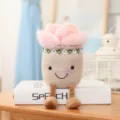 Cute plush tulip potted plant toy, soft stuffed flower doll for home living room decor. - Hand Bouquet Ornament (25cm) / Light Pink