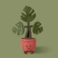Cute Plush Monstera Plant Toy Potted Stuffed Doll with Green Leaves for Room Decor - Monstera Ornament (43cm) / Pink