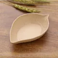 Wheat straw leaf shaped small sauce dish, mini condiment bowl for soy sauce and vinegar. - Bulk/Unpackaged / Beige