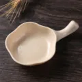 Wheat straw sauce dish with handle, beige small seasoning bowl for soy sauce and vinegar. - Nordic Beige