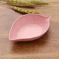 Pink wheat straw leaf shaped condiment dish small sauce bowl for home dining table use - Bulk/Unpackaged / Pink