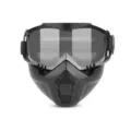 Black tactical motorcycle goggles integrated full face mask dustproof windproof - Grey Lens