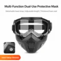 Abnehmbare taktische Motorrad Gesichtsmaske mit Schutzbrille, verstellbarem Riemen und Ventil. - Transparente Linse (mit Ausatemventil)