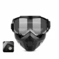 Taktische Motorradmaske mit abnehmbarer Schutzbrille, verstellbarem Gurt und Ventil. - Graue Linsen (mit Atemventil)