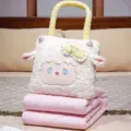 Cute lamb plush hand-held pillow blanket 2-in-1, soft office nap travel air-conditioning quilt. - Little White Sheep