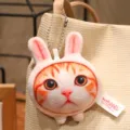 Simatico ciondolo in peluche gatto 3D con orecchie di coniglio, morbido accessorio per borsa. - Stile Pendente Cappello Coniglio 10cm
