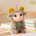 Cute plush sheep keychain, vinyl face lamb doll plushie, fluffy bag pendant ornament. - 15cm / Brown Bell Style