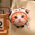 Simatico gatto peluche ciondolo 3D simulazione gattino portachiavi cappuccio mucca decoro - Stile Pendente Cappello Mucca 10cm