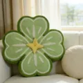 Groen klaverblad pluche sierkussen, zacht en schattig kussen voor de woonkamer sofa. - Kussendeken / Groen