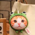 Simpatico ciondolo peluche gatto 3D, bambola gattino con cappuccio rana regalo di compleanno ideale. - Stile Pendente Cappello Rana 10cm