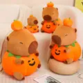 Simpatico peluche capibara di Halloween con design a zucca morbida bambola cuscino - 25cm / Capibara zucca