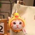 Simpatico ciondolo gatto peluche 3D portachiavi borsa giocattolo soffice regalo per ragazze - Stile Pendente Cappello Pulcino 10cm