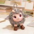Cute vinyl plush sheep keychain pendant fluffy little lamb bag hanging ornament doll gift - Grey with Ball
