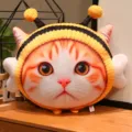 Carino cuscino in peluche di gatto di simulazione 3D con costume da ape, morbido cuscino divano - Stile Cuscino Cappello Ape 40cm