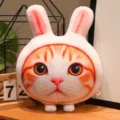 Simpatico cuscino di peluche gatto 3D con orecchie di coniglio, morbido cuscino divano. - Stile Cuscino Cappello Coniglio 40cm