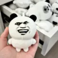 Simpatico divertente meme panda peluche ciondolo, morbido bambola borsa portachiavi decoro. - 10cm / Sorriso Malvagio