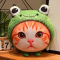 Simatico cuscino in peluche gatto di simulazione 3D con cappuccio rana verde giocattolo divano - Stile Cuscino Cappello Rana 40cm