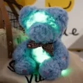 Luminous glowing plush bear toy, cute stuffed animal with light up feature for gift. - 25cm / Blue
