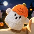 Jouet en peluche fantôme citrouille d'Halloween coussin doux mignon décoration de fête. - 18x20cm / Blanc
