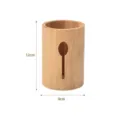 Natural bamboo chopstick holder kitchen utensil storage cylinder with draining hole 12x9cm - Spoon Hollow Style