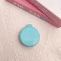 Portable folding air cushion hair brush with mirror in light blue, round compact travel comb. - Sky Blue