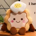 Simpatico uovo al tegamino pane tostato cuscino peluche morbido decorazione stanza - Ciondolo da 15cm / Giallo tuorlo salato