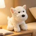 Cute white plush puppy toy fluffy stuffed dog doll soft bedside companion decor gift - Westie Dog